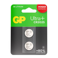 Батарейка GP Batteries Ultra+ Литий таблетка CR2025 3 В (2 шт.) (GP CR2025UP-2CCRSBC2/3891)