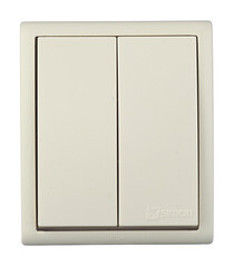 Изображение товара Выключатель Simon 15 Aqua двухклавишный накладной слоновая кость (1594398-031)