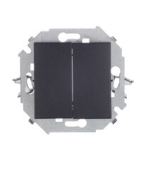 Выключатель Simon 15 двухклавишный встраиваемый графит (1591398-038) - фото 1