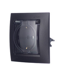 Розетка Simon 15 встраиваемая графит со шторками с крышкой (1590450-038) - фото 2