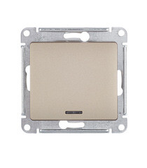 Выключатель Systeme Electric Glossa одноклавишный встраиваемый титан с подсветкой (GSL000413) - фото 1