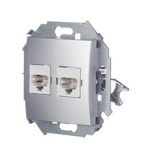 Розетка компьютерная Simon 15 встраиваемая алюминий 2хRJ45 (1591593-033) - фото 4