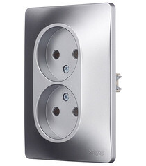 Розетка Systeme Electric Glossa встраиваемая алюминий (GSL000320) - фото 2