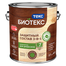 Антисептик Текс Bioteks 2-в-1/3-в-1 декоративный для дерева орех 2,7 л