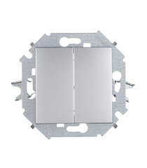 Изображение товара Переключатель Simon 15 двухклавишный встраиваемый алюминий (1591397-033)