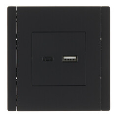 Розетка IEK Forte&Piano FP151 встраиваемая черная без заземления с USB-A/ Type-C (FP-U22-018-K02)