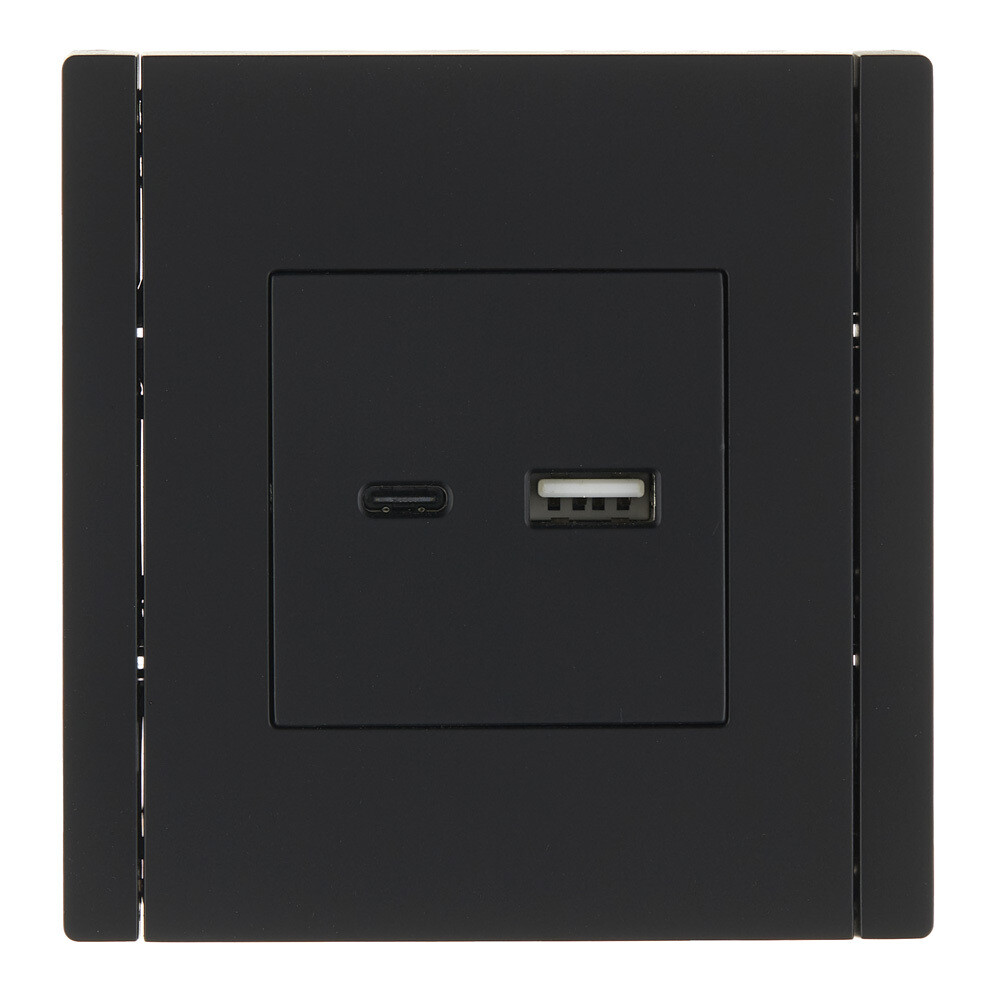 Изображение товара Встраиваемая розетка IEK Forte&Piano с USB-A и Type-C черная Изображение товара Встраиваемая розетка IEK Forte&Piano с USB-A и Type-C черная