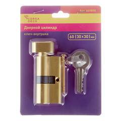 Цилиндр Corsa Deco 60 30х30 мм ключ/вертушка золото - фото 3