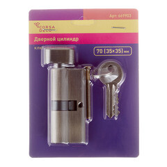 Цилиндр Corsa Deco 70 35х35 мм ключ/вертушка античная бронза - фото 2