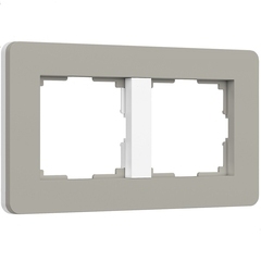 Рамка Werkel Split двухместная дымчатая/белая soft-touch (a067260)