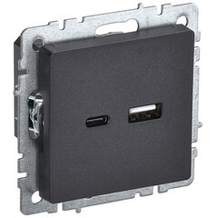 Розетка USB IEK Brite РЮ11-1-БрЧ встраиваемая черная USB-A/ Type-C (BR-U22-018-K02)