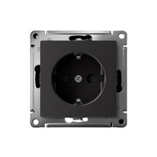 Розетка Systeme Electric AtlasDesign встраиваемая карбон с заземлением со шторками (ATN001045S)