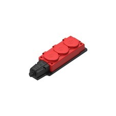 Колодка 3 розетки Systeme Electric MultiSet с заземлением 16 А 250 В IP44 с крышкой красная (MST4123RD)