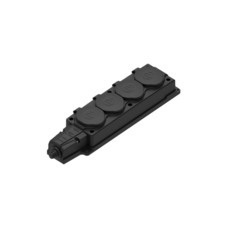 Колодка 4 розетки Systeme Electric MultiSet с заземлением 16 А 250 В IP44 с крышкой черная (MST4104BK)