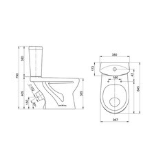 Унитаз-компакт Santeri Ультра с косым выпуском с сиденьем полипропилен белый (1.P401.3.S00.00B.F) - фото 9