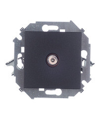 Розетка телевизионная Simon 15 встраиваемая графит (1591475-038) - фото 1