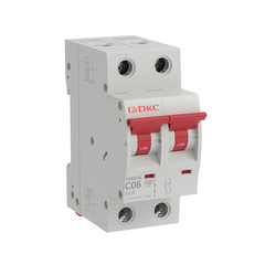 Автоматический выключатель модульный DKC Yon Max MD63N 2P 6А тип C 6 кА 400 В (MD63N-2PC6)