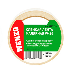 Лента малярная Wenzo W-24 для защиты дверей и окон белая 50 мм 50 м термостойкая (0115-4051)