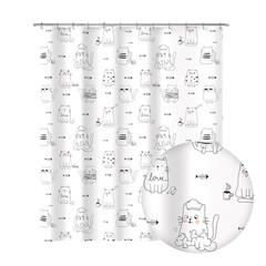 Штора для ванны Fora Cats 1800х1800 мм полиэстер белая (FOR-PH-CATS)