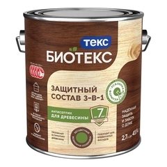 Антисептик Текс Биотекс 3-в-1 декоративный для дерева лесной каштан 2,7 л
