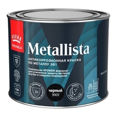Грунт-эмаль по ржавчине Tikkivala Metallista черная RAL 9005 глянцевая 0,4 л