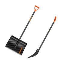Лопата снеговая Finland пластиковая с деревянным черенком 1550х490 мм (1023Ч) - фото 1