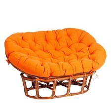 Диван садовый с подушкой из ротанга TetСhair Mamasan коричневый/оранжевый 1690х1020х800 мм (24253)