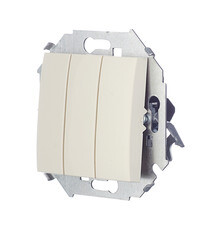 Выключатель Simon 15 трехклавишный встраиваемый слоновая кость (1591391-031) - фото 4