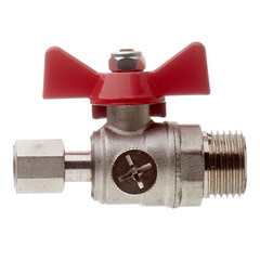 Кран шаровой латунный Valtec 1/2 НР(ш) х 1/4 ВР(г) для подключения манометра проходной бабочка прямой (VT.806.N.0402) - фото 5