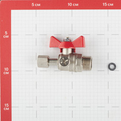 Кран шаровой латунный Valtec 1/2 НР(ш) х 1/4 ВР(г) для подключения манометра проходной бабочка прямой (VT.806.N.0402) - фото 3