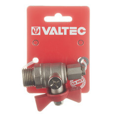 Кран шаровой латунный Valtec 1/2 НР(ш) х 1/4 ВР(г) для подключения манометра проходной бабочка прямой (VT.806.N.0402) - фото 2