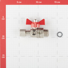Кран шаровой латунный Valtec 1/2 НР(ш) х 3/8 ВР(г) для подключения манометра проходной бабочка прямой (VT.806.N.0403) - фото 2