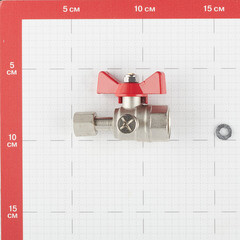Кран шаровой латунный Valtec 1/2 ВР(ш) х 1/4 ВР(г) для подключения манометра проходной бабочка прямой (VT.807.N.0402) - фото 2