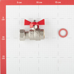 Кран шаровой латунный Valtec 3/4 ВР(г) х 1/2 ВР(г) проходной бабочка с накидной гайкой прямой (VT.241.N.0405) - фото 4