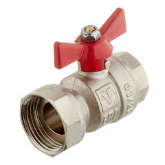 Изображение товара Кран шаровой латунный Valtec 3/4 ВР(г) х 1 ВР(г) проходной бабочка с накидной гайкой прямой (VT.241.N.0506)