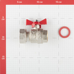 Кран шаровой латунный Valtec 3/4 ВР(г) х 1 ВР(г) проходной бабочка с накидной гайкой прямой (VT.241.N.0506) - фото 4