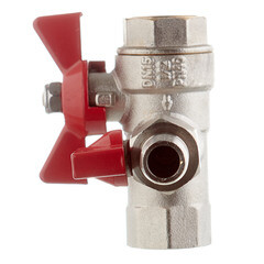 Кран шаровой латунный Valtec 1/2 ВР(г) х 1/2 ВР(г) проходной бабочка с обратным клапаном (VT.248.N.04) - фото 2