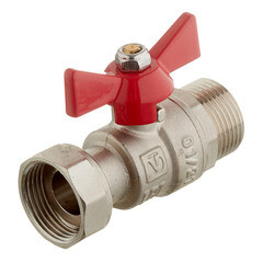 Изображение товара Кран шаровой латунный Valtec 3/4 ВР(г) х 3/4 НР(ш) проходной бабочка с накидной гайкой прямой (VT.260.N.0505)