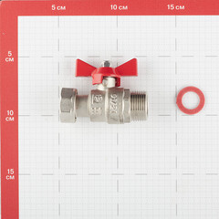 Кран шаровой латунный Valtec 3/4 ВР(г) х 3/4 НР(ш) проходной бабочка с накидной гайкой прямой (VT.260.N.0505) - фото 2
