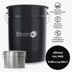 Эмаль полиуретановая Elcon PU черная RAL 9005 полуглянцевая 20 кг + 1,88 кг