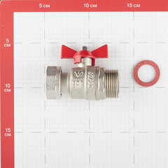 Кран шаровой латунный Valtec 1 ВР(г) х 1 НР(ш) проходной бабочка с накидной гайкой прямой (VT.260.N.0606) - фото 2