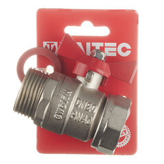 Кран шаровой латунный Valtec 1 ВР(г) х 1 НР(ш) проходной бабочка с накидной гайкой прямой (VT.260.N.0606) - фото 3