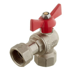 Изображение товара Кран шаровой латунный Valtec Base 1/2 ВР(г) х 1/2 ВР(г) бабочка с накидной гайкой угловой (VT.266.N.0404)