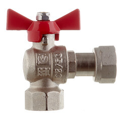 Кран шаровой латунный Valtec Base 1/2 ВР(г) х 1/2 ВР(г) бабочка с накидной гайкой угловой (VT.266.N.0404) - фото 4