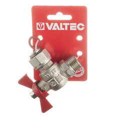 Кран шаровой латунный Valtec Base 1/2 ВР(г) х 1/2 НР(ш) бабочка с накидной гайкой угловой (VT.267.N.0404) - фото 2