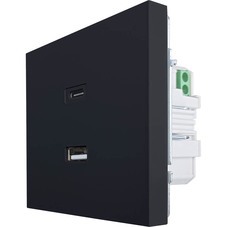 Розетка USB Lezard Zima встраиваемая черный бархат USB-A/ Type-C (704-4288-192TC)