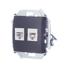 Розетка компьютерная/ телефонная Simon 15 встраиваемая графит RJ11/ RJ45 (1591590-038) - фото 4