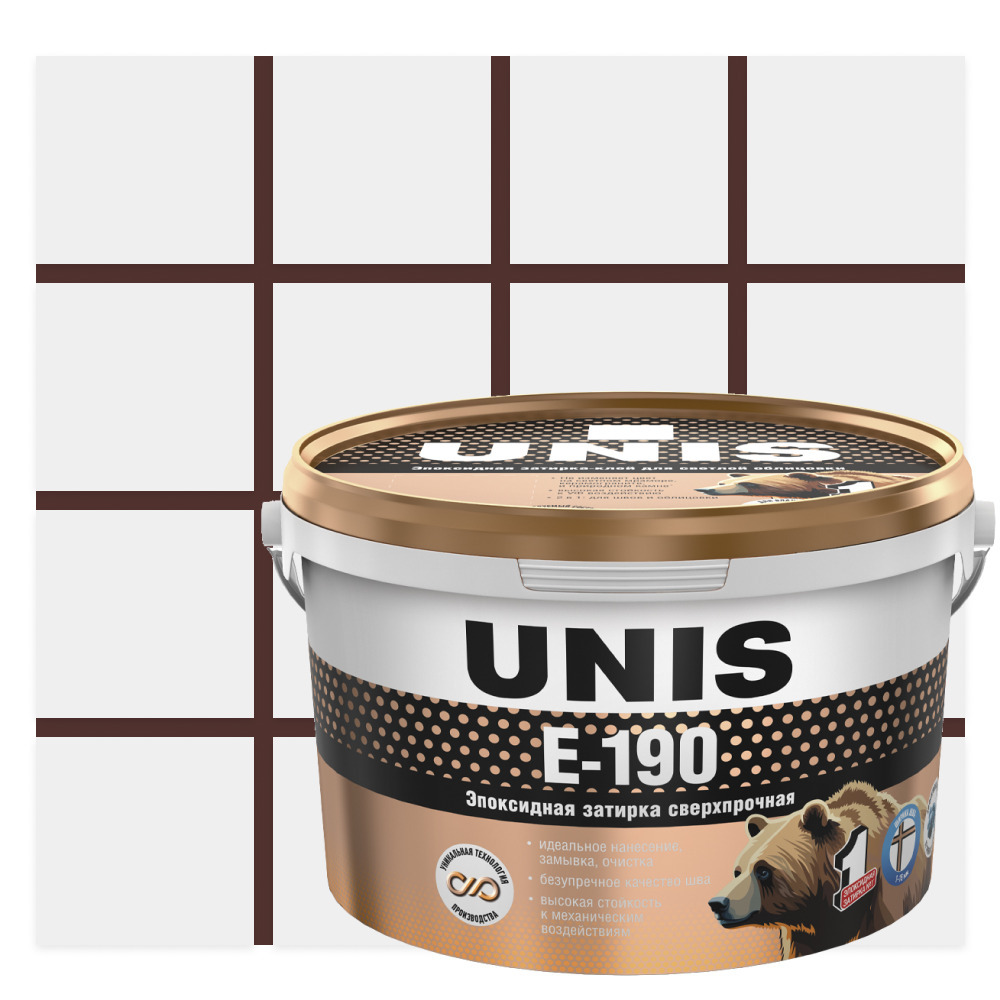 Затирка эпоксидная эластичная Unis E-190 коричневая с19 2 кг