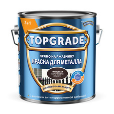 Грунт-эмаль по ржавчине 3в1 Hammerite/Topgrade коричневая RAL 8017 гладкая глянцевая 2 л
