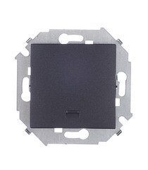 Выключатель Simon 15 одноклавишный встраиваемый графит с подсветкой (1591104-038) - фото 1
